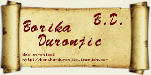 Borika Duronjić vizit kartica